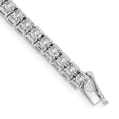 14k White Gold Complete 2 carat Diamond Illusion Setting 7.25 inch Tennis Bracelet