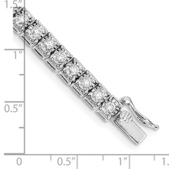 14k White Gold Complete 3 carat Diamond Illusion Setting 7.25 inch Tennis Bracelet