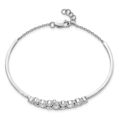 14k White Gold 1 1/2 carat Lab Grown Diamond VS/SI+ G+ Bangle with .5 inch extention Bracelet
