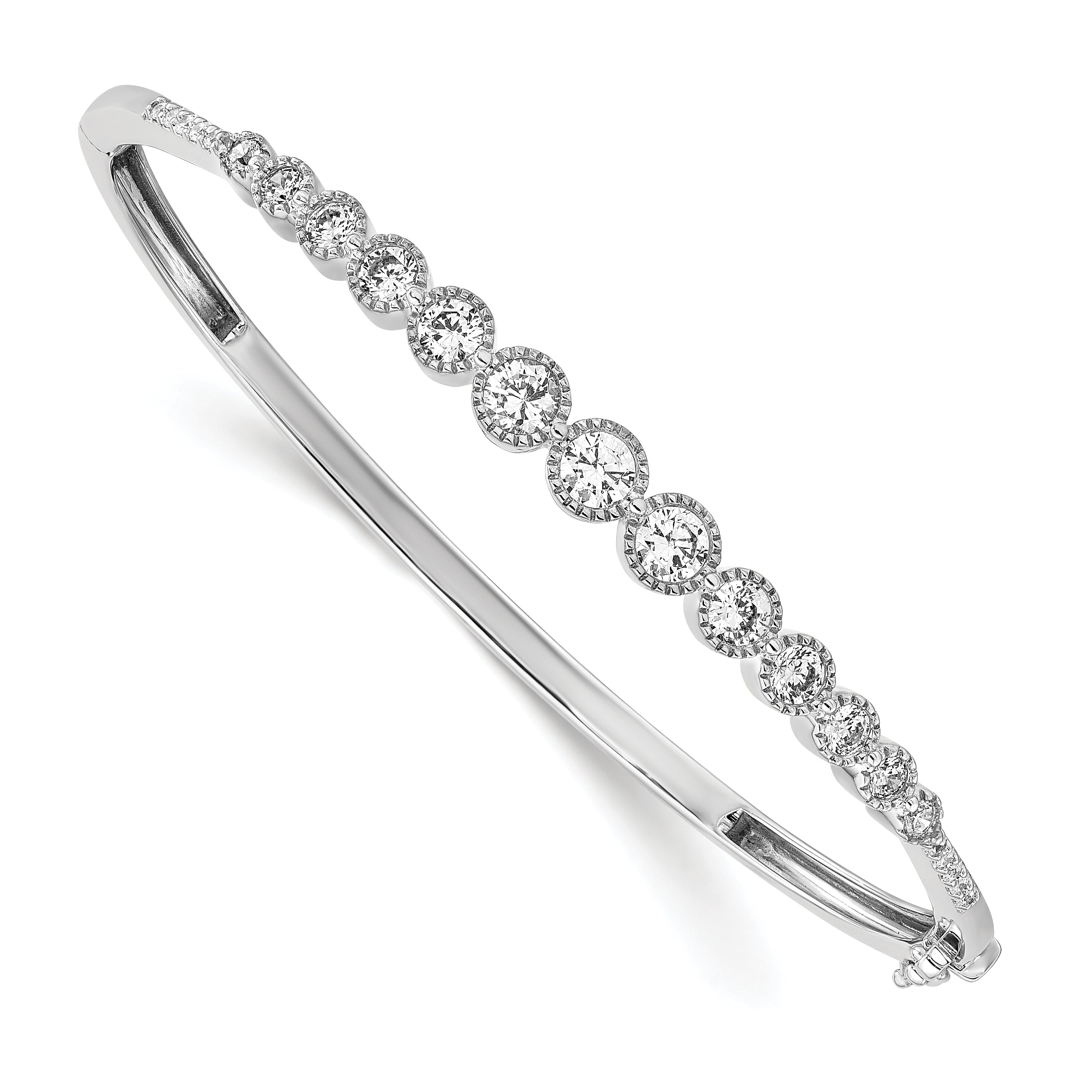 14k White Gold 1 1/2 carat Lab Grown Diamond VS/SI+ G+ Complete Bangle Bracelet