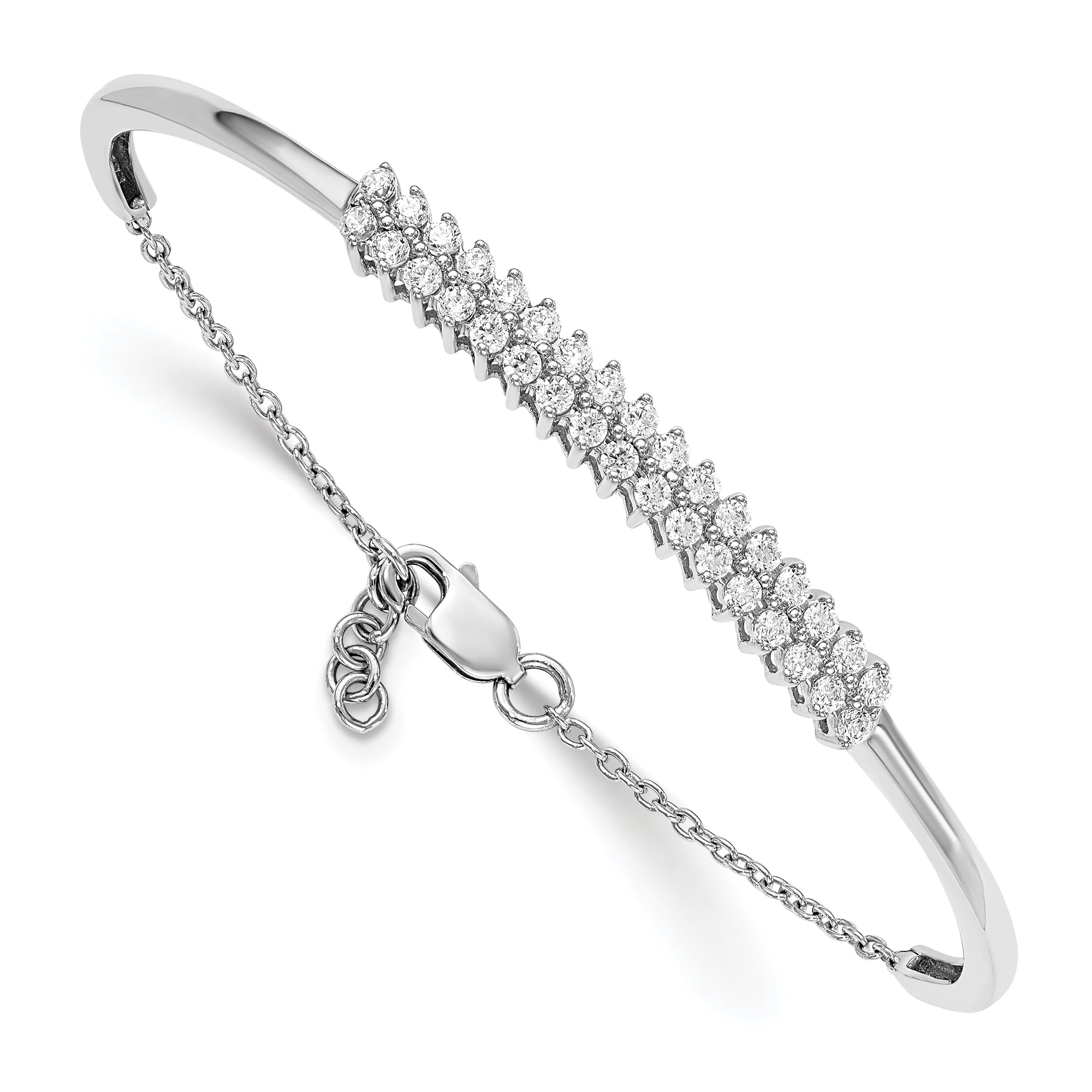 14k White Gold 1 carat Lab Grown Diamond VS/SI+ G+ with a .5 inch extention Bangle Bracelet
