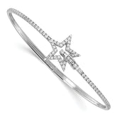 14k White Gold 7/8 carat Lab Grown Diamond VS/SI+ G+ Star Hinged Bangle Bracelet