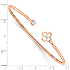 14k Rose Gold 1/6 carat Lab Grown Diamond VS/SI+ G+ Floral Flexible Bangle Bracelet