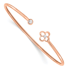 14k Rose Gold 1/6 carat Lab Grown Diamond VS/SI+ G+ Floral Flexible Bangle Bracelet