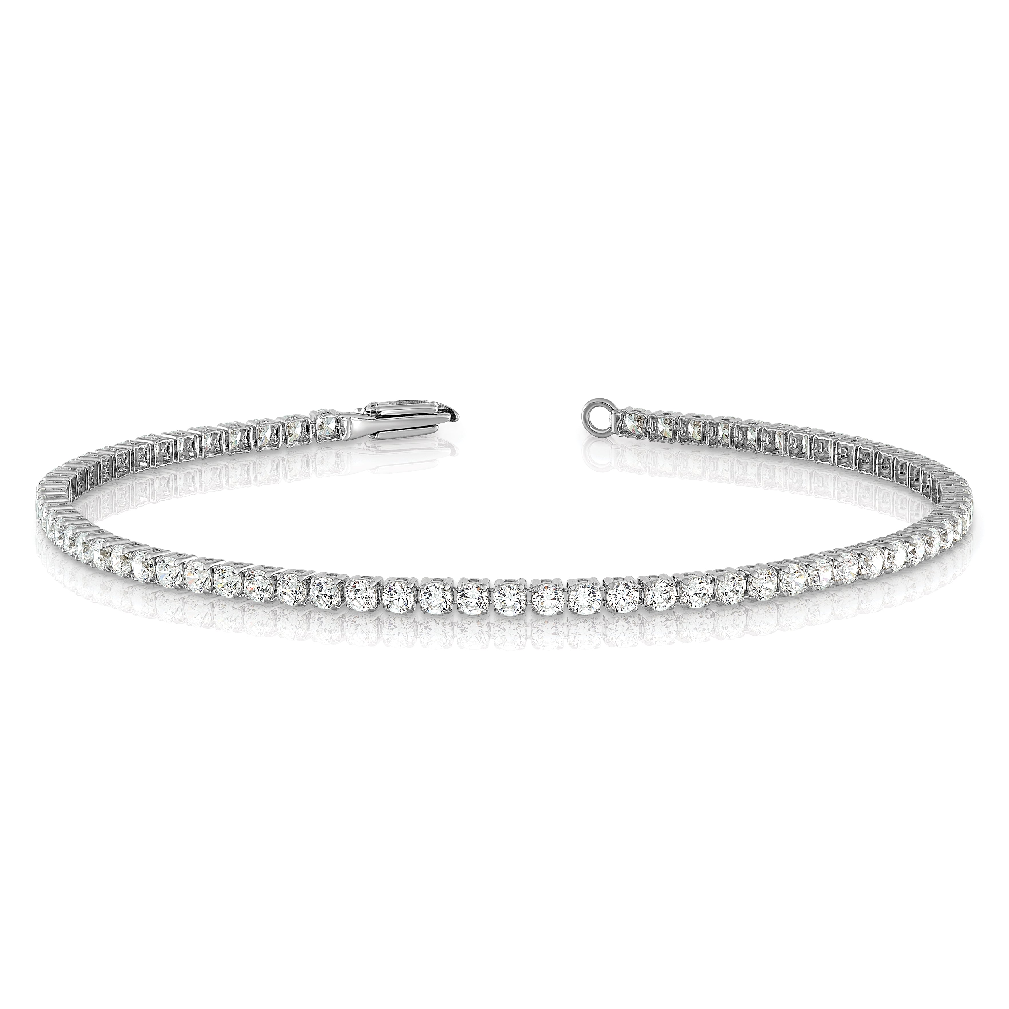 14k White Gold 3 1/5 carat Lab Grown Diamond VS/SI+ G+ Round Tennis Bracelet