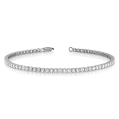 14k White Gold 3 1/5 carat Lab Grown Diamond VS/SI+ G+ Round Tennis Bracelet