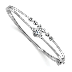 14k White Gold 1 carat Lab Grown Diamond VS/SI+ G+ Double Strand Infinity and Round Bangle Bracelet