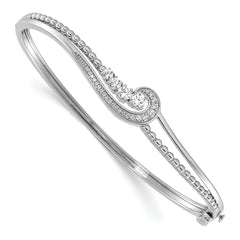 14k White Gold 1/2 carat Lab Grown Diamond VS/SI+ G+ Swirl Bangle Bracelet