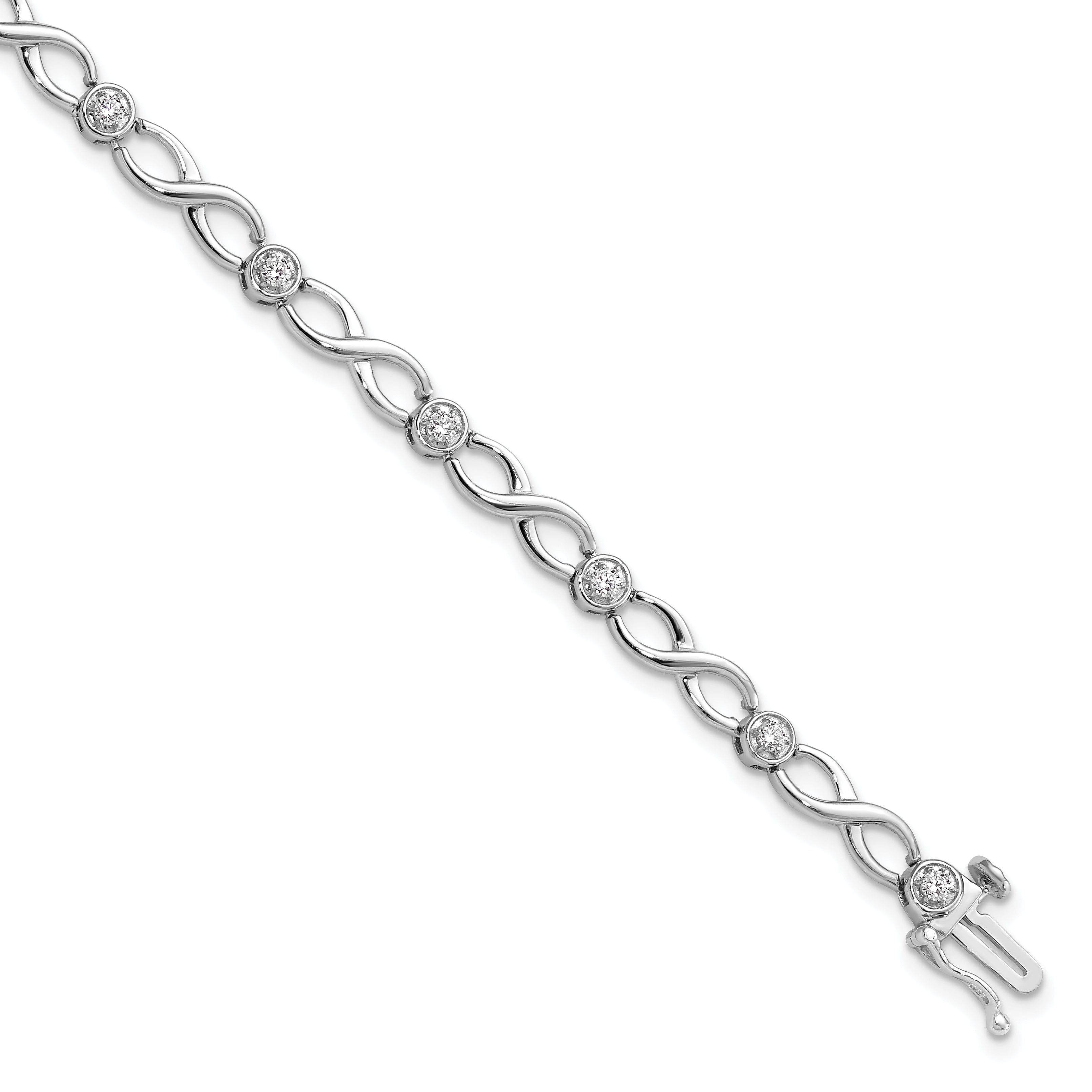 14k White Gold 1/2 carat Lab Grown Diamond VS/SI+ G+ 7.25 inch Infinity Bracelet