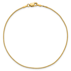 14K 9 inch 1.05mm Box with Lobster Clasp Anklet