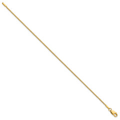 14K 9 inch 1.1mm Box with Lobster Clasp Anklet