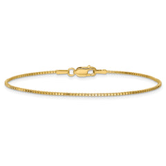 14K 9 inch 1.1mm Box with Lobster Clasp Anklet