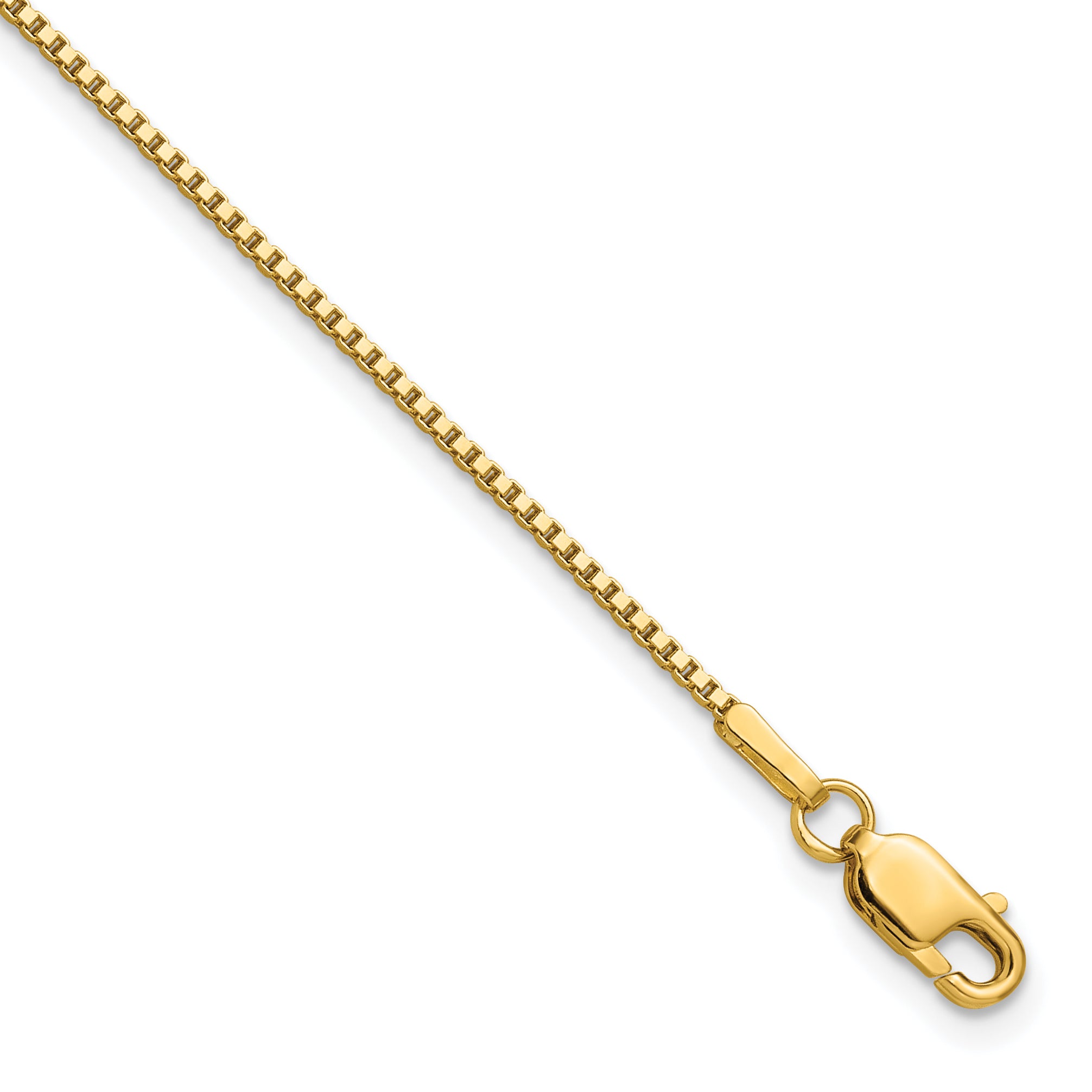 14K 9 inch 1.1mm Box with Lobster Clasp Anklet