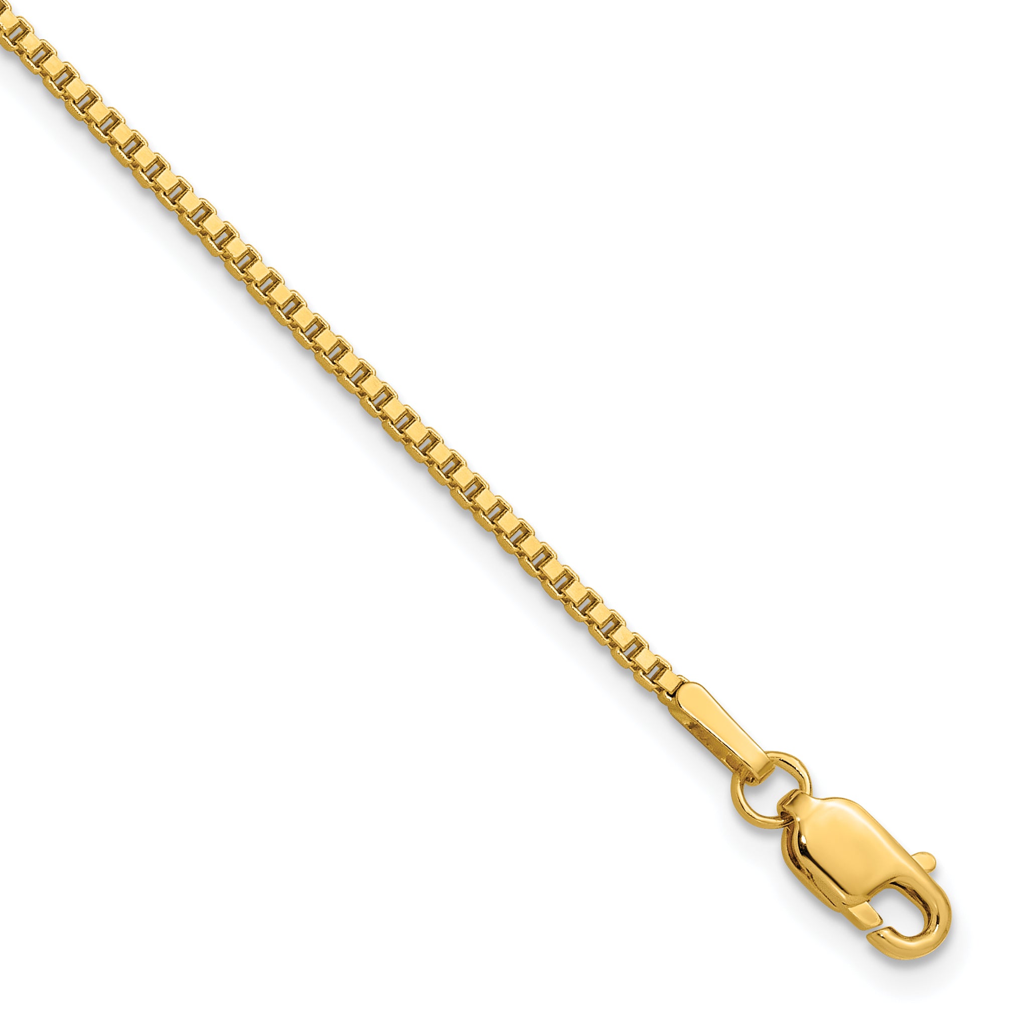 14K 9 inch 1.5mm Box with Lobster Clasp Anklet