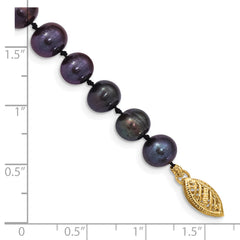 14k 6-7mm Black Near-Round Freshwater Cultured Pearl 7.5 inch Bracelet