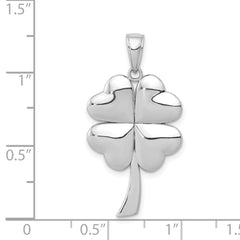 14K White Gold Polished 4-Leaf Clover Charm