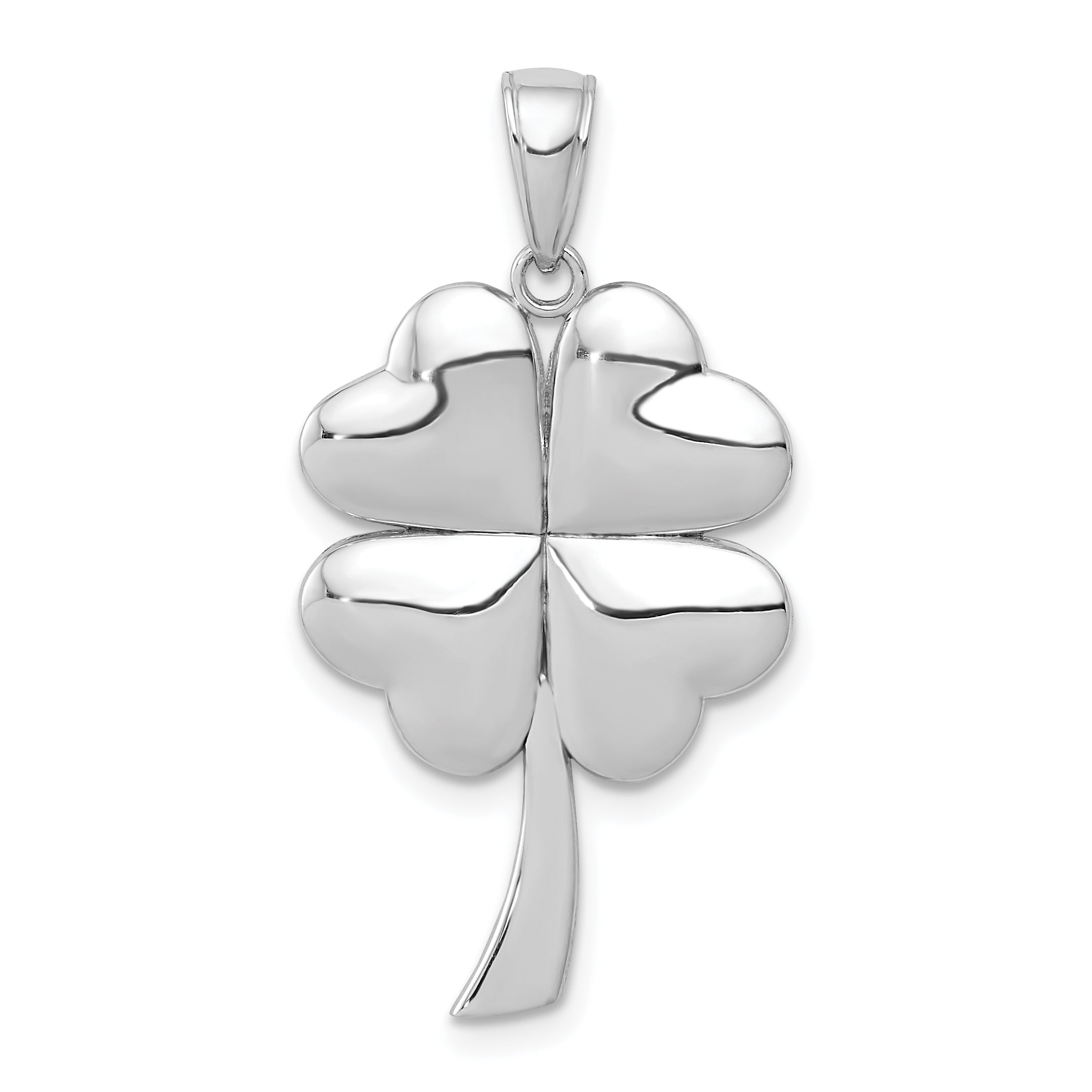 14K White Gold Polished 4-Leaf Clover Charm