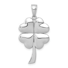 14K White Gold Polished 4-Leaf Clover Charm