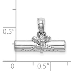 14K White Gold 3-D DIPLOMA Rolled Up Charm