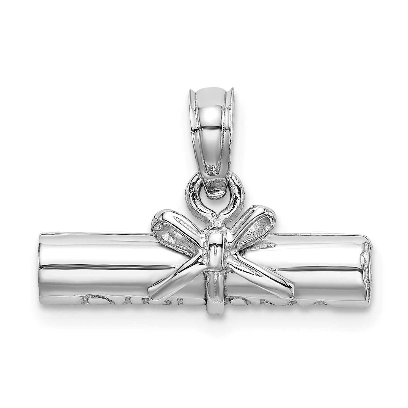 14K White Gold 3-D DIPLOMA Rolled Up Charm