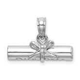 14K White Gold 3-D DIPLOMA Rolled Up Charm