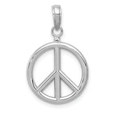 14k White Gold 3D Polished Peace Sign Charm