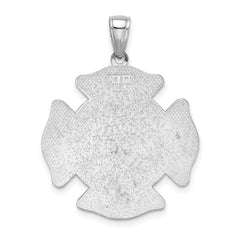 14k White Gold Large FD St. Florian Badge Pendant