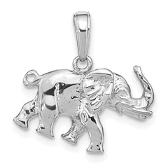14k White Gold Polished 3-D Elephant Pendant