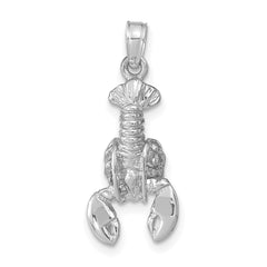 14k White Gold Moveable Lobster Pendant