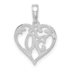 14k White Gold 50 in Heart Cut-out Pendant