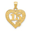 14k 15 in QUINCE ANOS Heart Frame Pendant - Sophia Jewelers