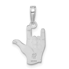 14K White Gold I Love You Hand/ Sign Language Pendant