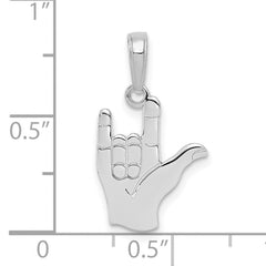 14K White Gold I Love You Hand/ Sign Language Pendant