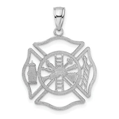 14K White Gold Fireman Shield Charm