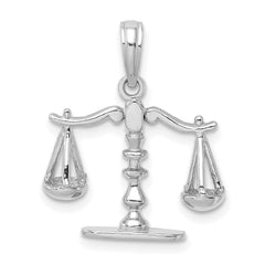 14k White Gold 3-D Moveable Scales of Justice Pendant