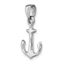 14k White Gold Anchor Pendant