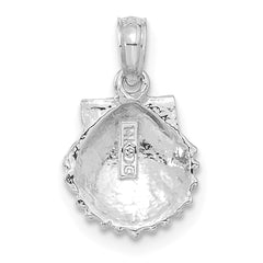 14k White Gold Scallop Shell Pendant