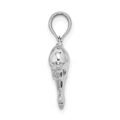 14K White Gold 3-D Puffed Dolphin Charm