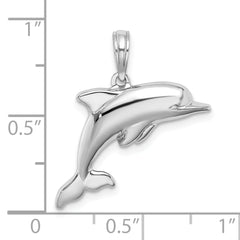 14K White Gold 3-D Puffed Dolphin Charm