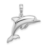 14K White Gold 3-D Puffed Dolphin Charm