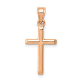 14k Rose Gold Polished Hollow Cross Pendant