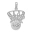 14K White Gold Swoosh Basketball and Net Pendant