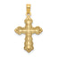 Scalloped Cross Charm in 14K Yellow Gold, 24mm Textured & Diamond-Cut - Sophia Jewelers