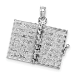 14k White Gold 3-D Holy Bible w/ Lord's Prayer Moveable Charm