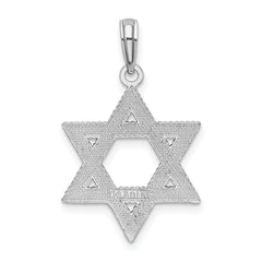 14K White Gold Engraved Star Of David Charm