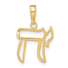14K Gold Chai Cut-Out Pendant With Polished Finish Elegant Cast Design