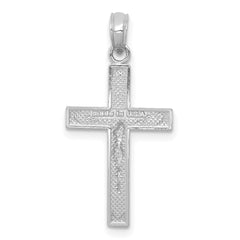14K White Gold Beveled Tipped Crucifix Pendant
