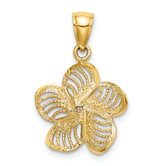 14k Beaded and Polished Plumeria Flower Charm