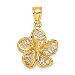 14k Beaded and Polished Plumeria Flower Charm