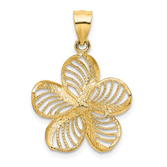 14k Polished and Beaded Plumeria Flower Charm